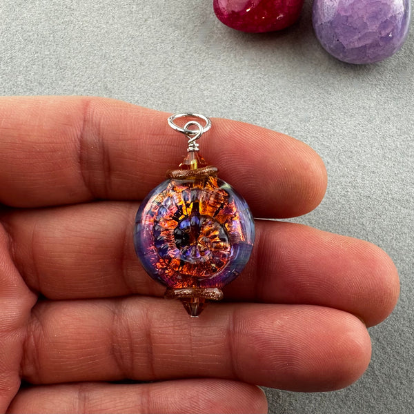 FOSSIL IV ~ HANDMADE GLASS PENDANT