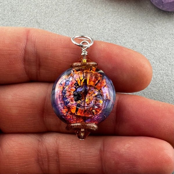 FOSSIL IV ~ HANDMADE GLASS PENDANT