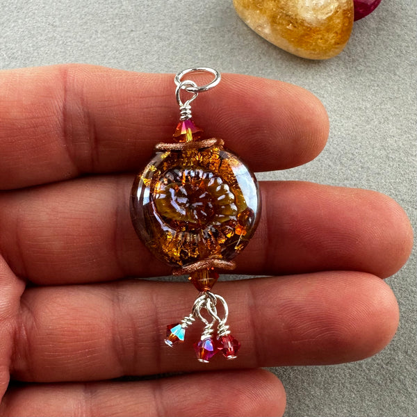 FOSSIL VI ~ HANDMADE GLASS PENDANT