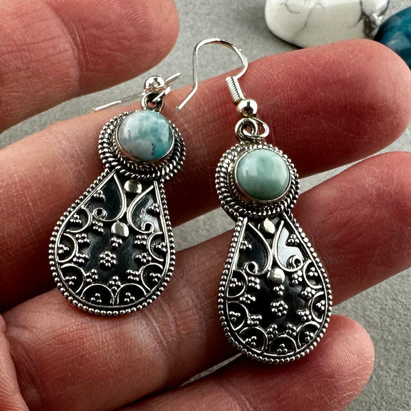 ZARA ~ HANDMADE GLASS BEAD EARRINGS WITH GEMSTONES