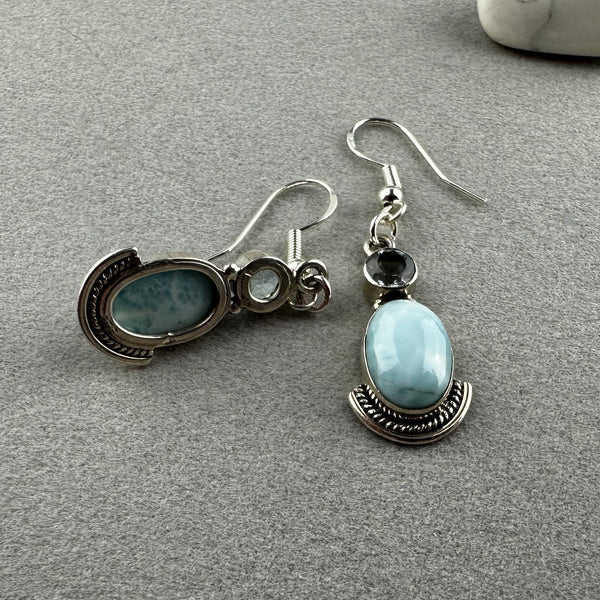 CLEOPATRA ~ HANDMADE GLASS BEAD EARRINGS WITH GEMSTONES