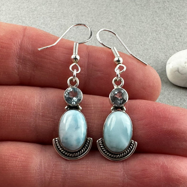 CLEOPATRA ~ HANDMADE GLASS BEAD EARRINGS WITH GEMSTONES