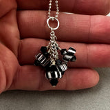 TUX ~ FURNACE GLASS BEAD CHARM PENDANT ON AN 18" STERLING SILVER BALL CHAIN