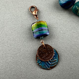 LUCKY PENNY CHARM WITH HANDMADE GLASS BEAD AND PAINTED DISK