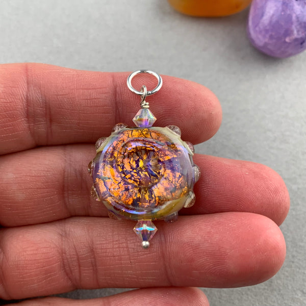 FOSSIL ~ HANDMADE GLASS PENDANT