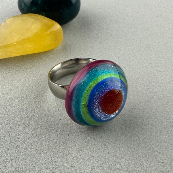 RAINBOW II ~ HANDMADE GLASS RING TOPPER