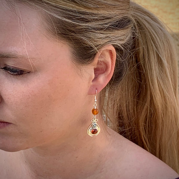 AMBER LUTE ~ HANDMADE EARRINGS WITH GEMSTONES
