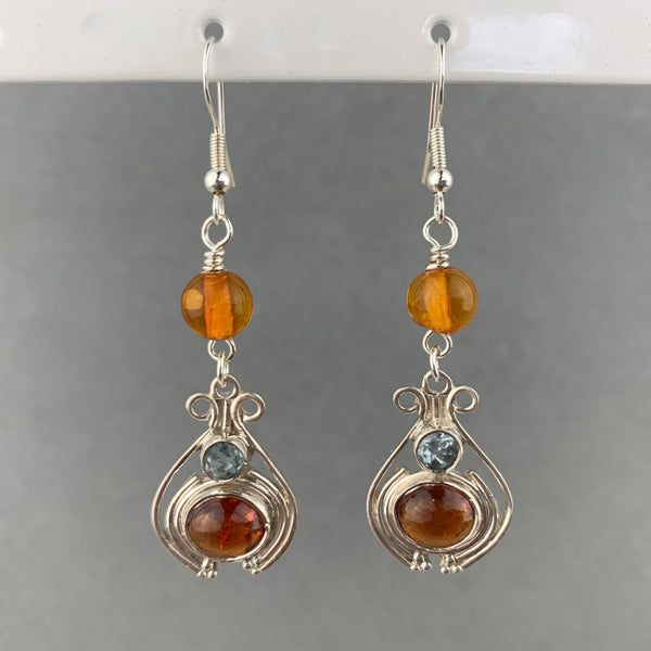 AMBER LUTE ~ HANDMADE EARRINGS WITH GEMSTONES