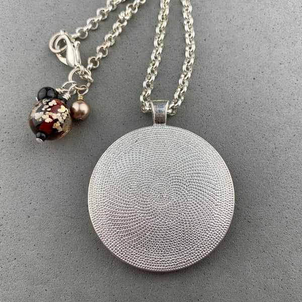 BONNIE ~ HAND PAINTED MINIATURE ART PENDANT ON A 26 INCH SILVER CHAIN