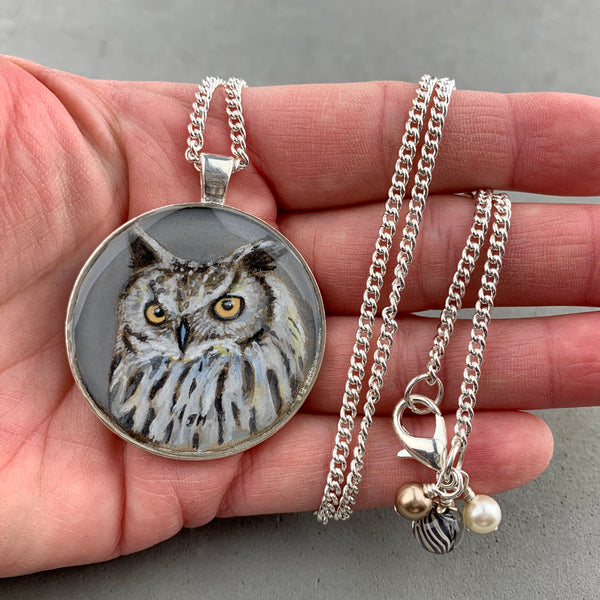 CHARLES ~ HAND PAINTED MINIATURE ART PENDANT ON A 22 INCH SILVER CHAIN