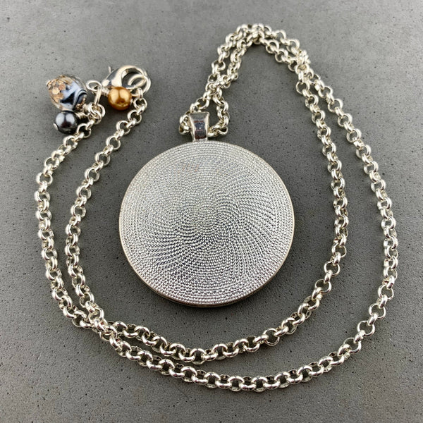 DIANA ~ HAND PAINTED MINIATURE ART PENDANT ON A 22 INCH SILVER CHAIN