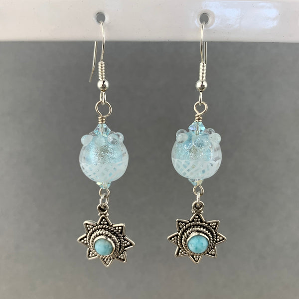 ELSA ~ HANDMADE GLASS BEAD EARRINGS WITH GEMSTONES