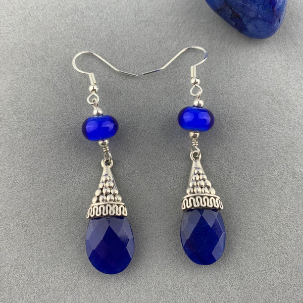 MINARET ~ HANDMADE GLASS BEAD EARRINGS WITH GEMSTONES