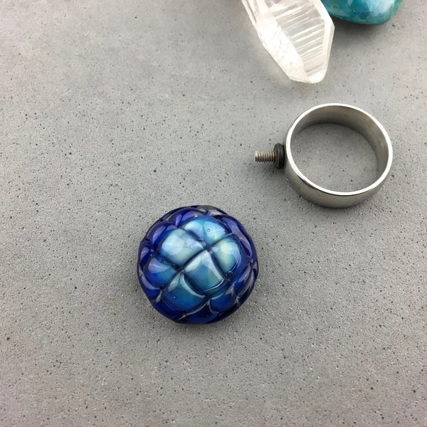MOODY BLUES ~ HANDMADE GLASS RING TOPPER