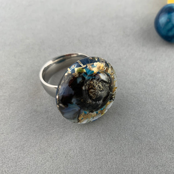 SHELL ~ HANDMADE GLASS RING TOPPER