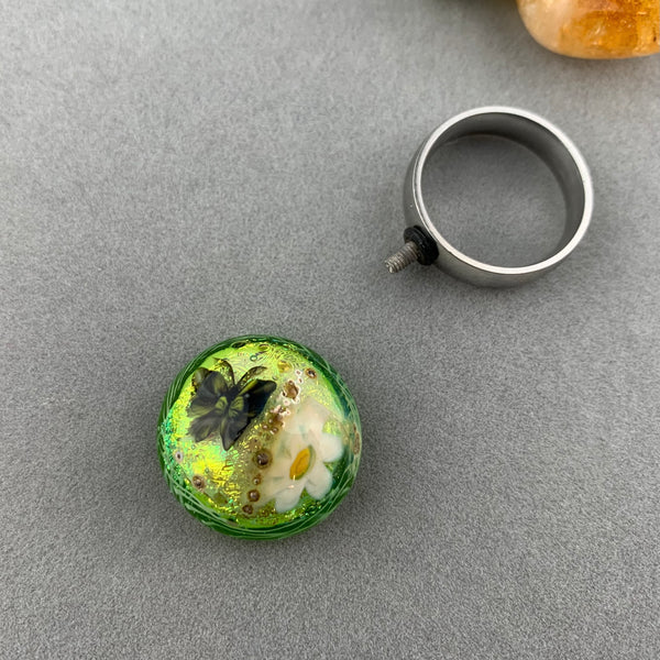 BUTTERFLY GARDEN ~ HANDMADE GLASS RING TOPPER