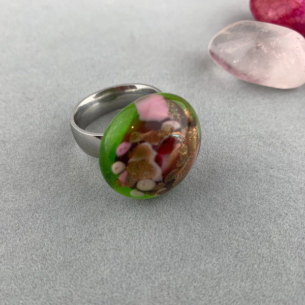 MONET'S DATE ~ HANDMADE GLASS RING TOPPER