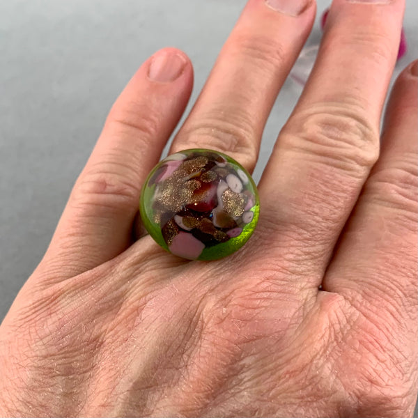 MONET'S DATE ~ HANDMADE GLASS RING TOPPER