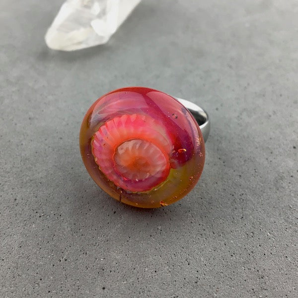 AMMONITE ~ HANDMADE GLASS RING TOPPER