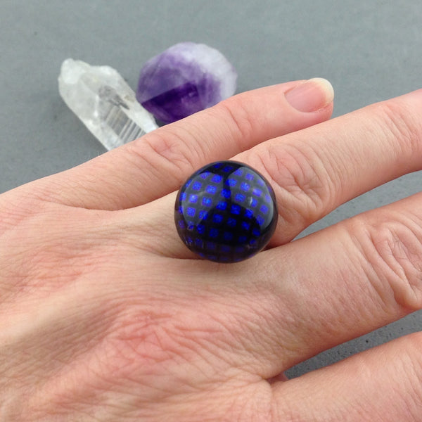 DEEP BLUE CHECKERS RING TOPPER