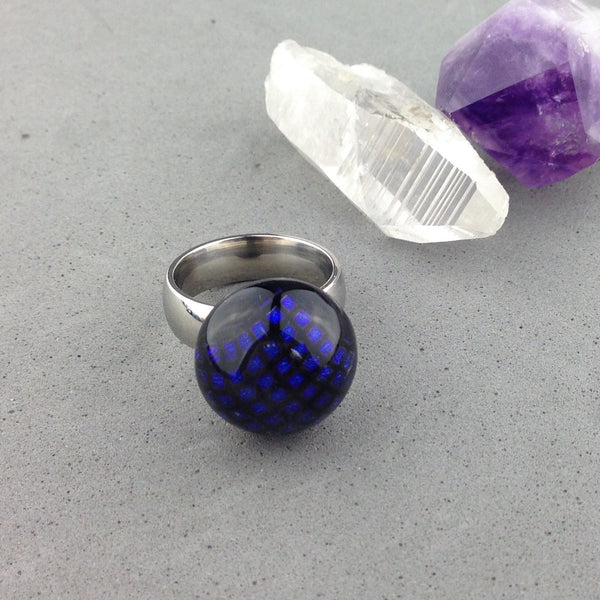 DEEP BLUE CHECKERS RING TOPPER