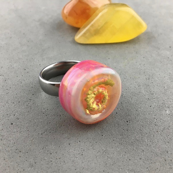 AMMONITE II ~ HANDMADE GLASS RING TOPPER