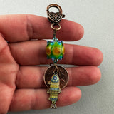 LUCKY PENNY CHARM WITH HANDMADE GLASS BEAD AND FISH CHARM
