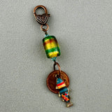 LUCKY PENNY CHARM WITH HANDMADE GLASS BEAD AND FISH CHARM II