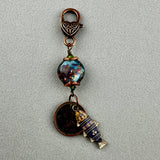 LUCKY PENNY CHARM WITH HANDMADE GLASS BEAD AND FISH CHARM V
