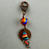 LUCKY PENNY CHARM WITH HANDMADE GLASS BEAD AND FISH CHARM III