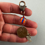 LUCKY PENNY CHARM WITH HANDMADE GLASS BEAD AND FISH CHARM III