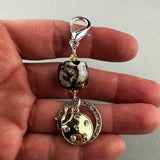 LUCKY SILVER CHARM DROP WITH A HANDMADE GLASS BEAD AND LADY BUG CHARM