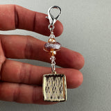 LUCKY SILVER CHARM DROP WITH A HANDMADE GLASS BEAD AND PRETTY CHARM