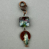 LUCKY PENNY CHARM WITH HANDMADE GLASS BEAD AND FISH CHARM VI