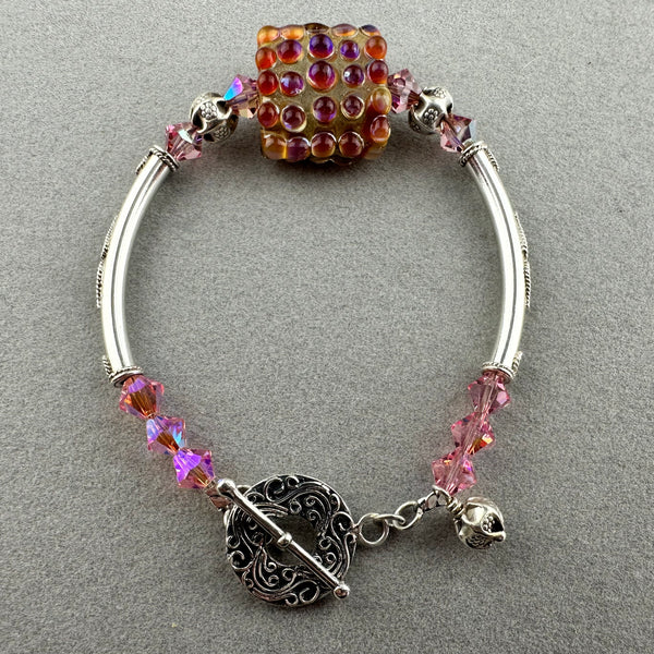 MOSAIC II ~ STERLING SILVER BRACELET WITH HANDMADE GLASS BEAD