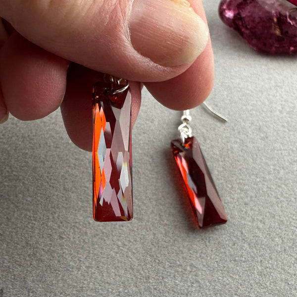 GARNET KALEIDOSCOPE ~ CRYSTAL EARRINGS