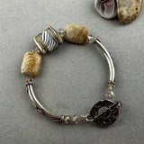 ZEBRA AVENUE ~ STERLING SILVER BRACELET WITH HANDMADE GLASS BEAD