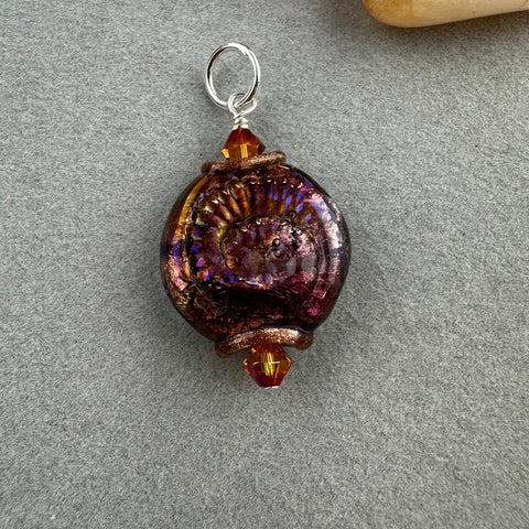 FOSSIL VI ~ HANDMADE GLASS PENDANT