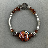 FOSSIL II ~ STERLING SILVER BRACELET WITH HANDMADE GLASS BEAD