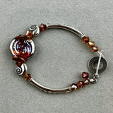 FOSSIL II ~ STERLING SILVER BRACELET WITH HANDMADE GLASS BEAD