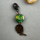 LUCKY PENNY CHARM WITH HANDMADE GLASS BEAD AND OWL CHARM II