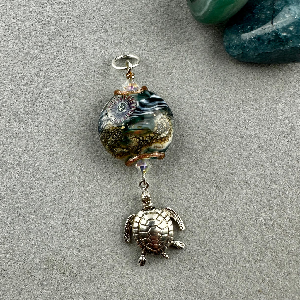 TURTLE CROSSING ~ HANDMADE GLASS PENDANT
