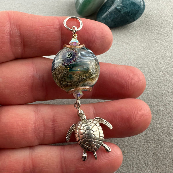 TURTLE CROSSING ~ HANDMADE GLASS PENDANT