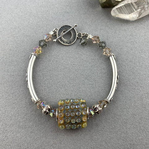 D'OR ~ STERLING SILVER WRAP WITH HANDMADE GLASS BEAD