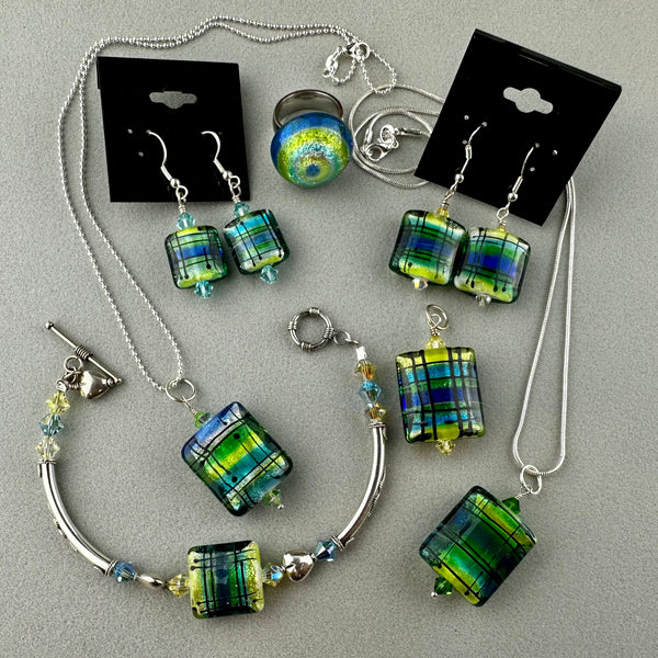 TARTAN III ~ HANDMADE GLASS EARRINGS