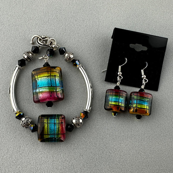 TARTAN II ~ HANDMADE GLASS EARRINGS