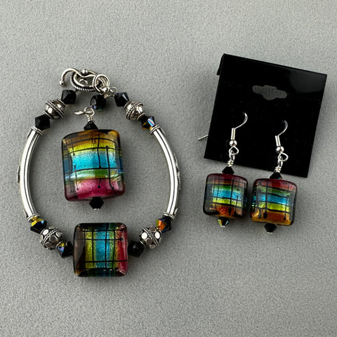 TARTAN II ~ HANDMADE GLASS EARRINGS