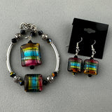 TARTAN III ~ STERLING SILVER BRACELET WITH HANDMADE GLASS BEAD