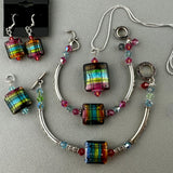TARTAN ~ STERLING SILVER BRACELET WITH HANDMADE GLASS BEAD