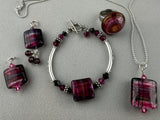TARTAN IV ~ STERLING SILVER BRACELET WITH HANDMADE GLASS BEAD